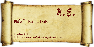 Márki Elek névjegykártya